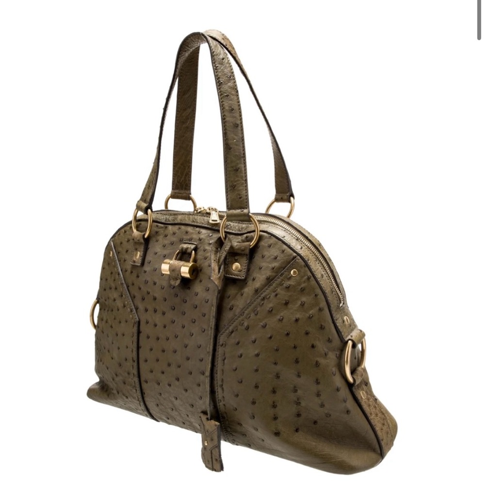 ysl muse in olive ostrich size medium - Picture 2 of 5
